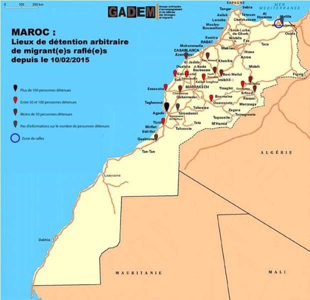 Le Gadem dévoile la liste des lieux de détention des migrants au Maroc Le Gadem dévoile la liste des lieux de détention des migrants au Maroc