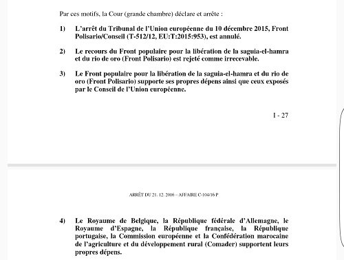 Accord agricole Maroc-UE: La Cour de justice de l'UE rejette le recours du polisario Accord agricole Maroc-UE: La Cour de justice de l'UE rejette le recours du polisario