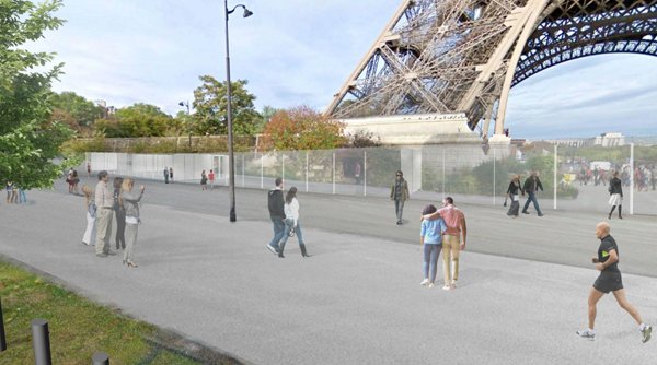 Enceinte en verre, jardins paysagers: Un lifting pour la tour Eiffel Enceinte en verre, jardins paysagers: Un lifting pour la tour Eiffel