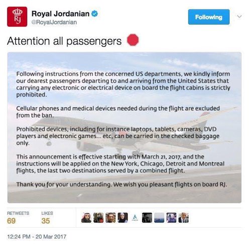 USA: Prochaine interdiction des appareils électroniques sur des vols du Moyen-Orient USA: Prochaine interdiction des appareils électroniques sur des vols du Moyen-Orient