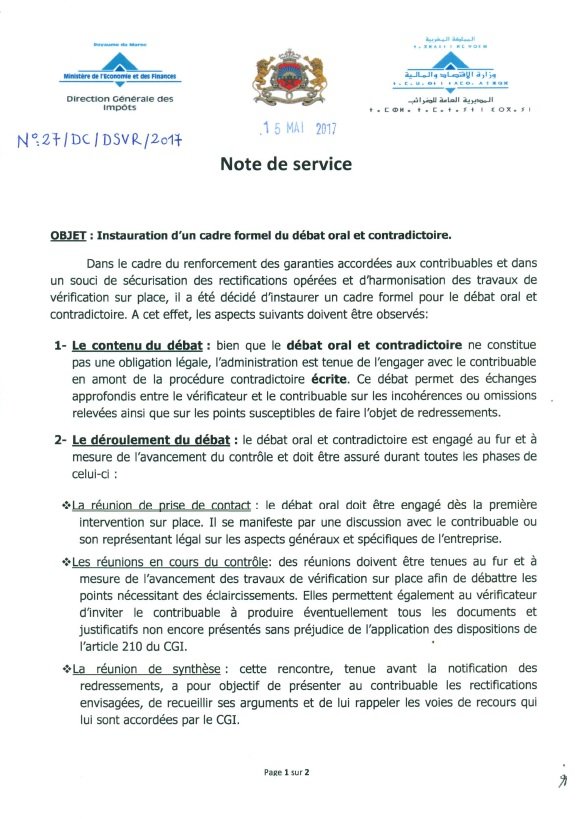 Contrôle fiscal: Une circulaire de la DGI pour “favoriser le dialogue avec le contribuable” Contrôle fiscal: Une circulaire de la DGI pour “favoriser le dialogue avec le contribuable”