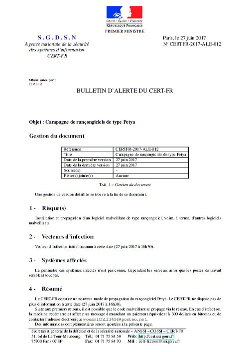 Cyberattaque mondiale: voici les conseils de l'Agence française de sécurité informatique Cyberattaque mondiale: voici les conseils de l'Agence française de sécurité informatique