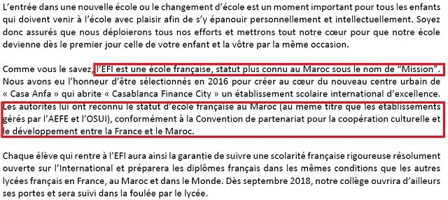 Ecole française internationale (EFI) de Casablanca: “mission" ou "type mission”? Ecole française internationale (EFI) de Casablanca: “mission" ou "type mission”?