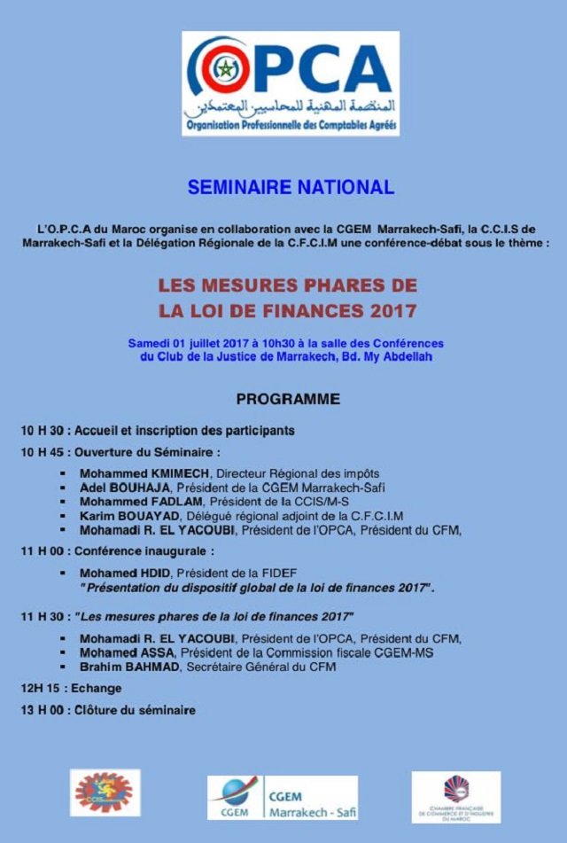 “Les mesures phares de la Loi de Finances 2017”, un séminaire de L’Organisation Professionnelle des Comptables Agréés “Les mesures phares de la Loi de Finances 2017”, un séminaire de L’Organisation Professionnelle des Comptables Agréés