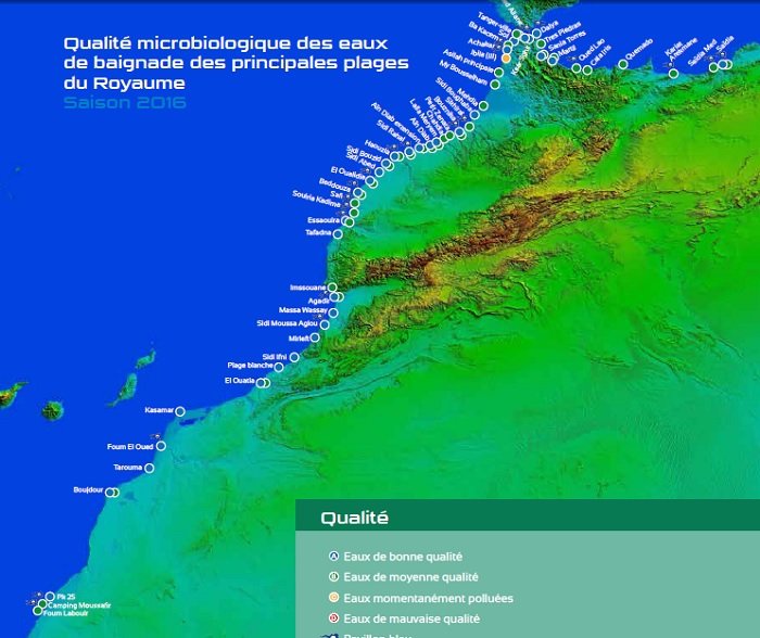 Environnement: voici la nouvelle carte des plages marocaines selon la qualité des eaux de baignade Environnement: voici la nouvelle carte des plages marocaines selon la qualité des eaux de baignade