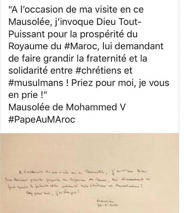 Suivez en direct la visite du Pape au Maroc Suivez en direct la visite du Pape au Maroc