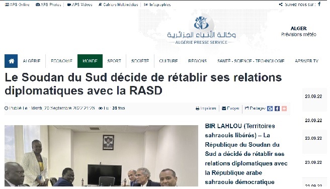Le Soudan du Sud dément avoir reconnu la “rasd” Le Soudan du Sud dément avoir reconnu la “rasd”