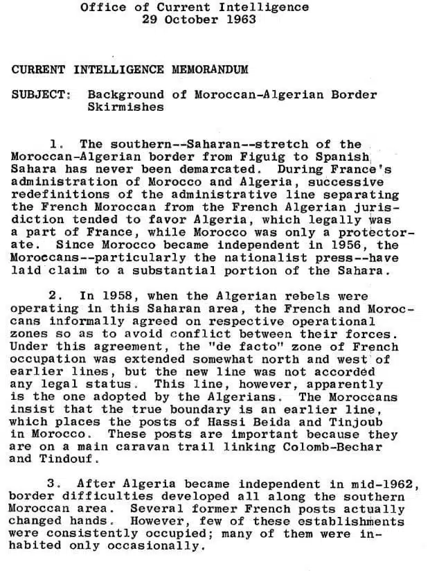 Frontières : en 1963, une note de la CIA indiquait déjà que la France avait favorisé l'Algérie Frontières : en 1963, une note de la CIA indiquait déjà que la France avait favorisé l'Algérie