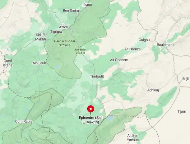 Secousse de 4,5 degrés ressentie ce mardi dans la province d'Ifrane Secousse de 4,5 degrés ressentie ce mardi dans la province d'Ifrane