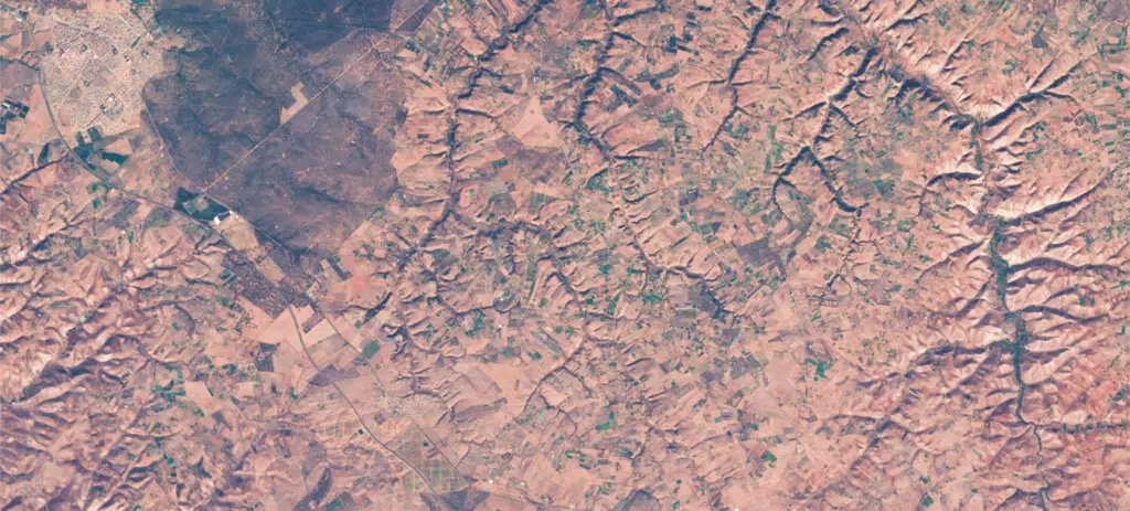 Vue du ciel, l'aridité gagne du terrain au Maroc (images satellite) Vue du ciel, l'aridité gagne du terrain au Maroc (images satellite)