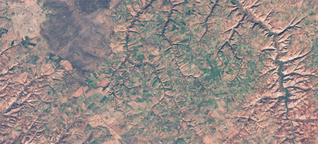 Vue du ciel, l'aridité gagne du terrain au Maroc (images satellite) Vue du ciel, l'aridité gagne du terrain au Maroc (images satellite)