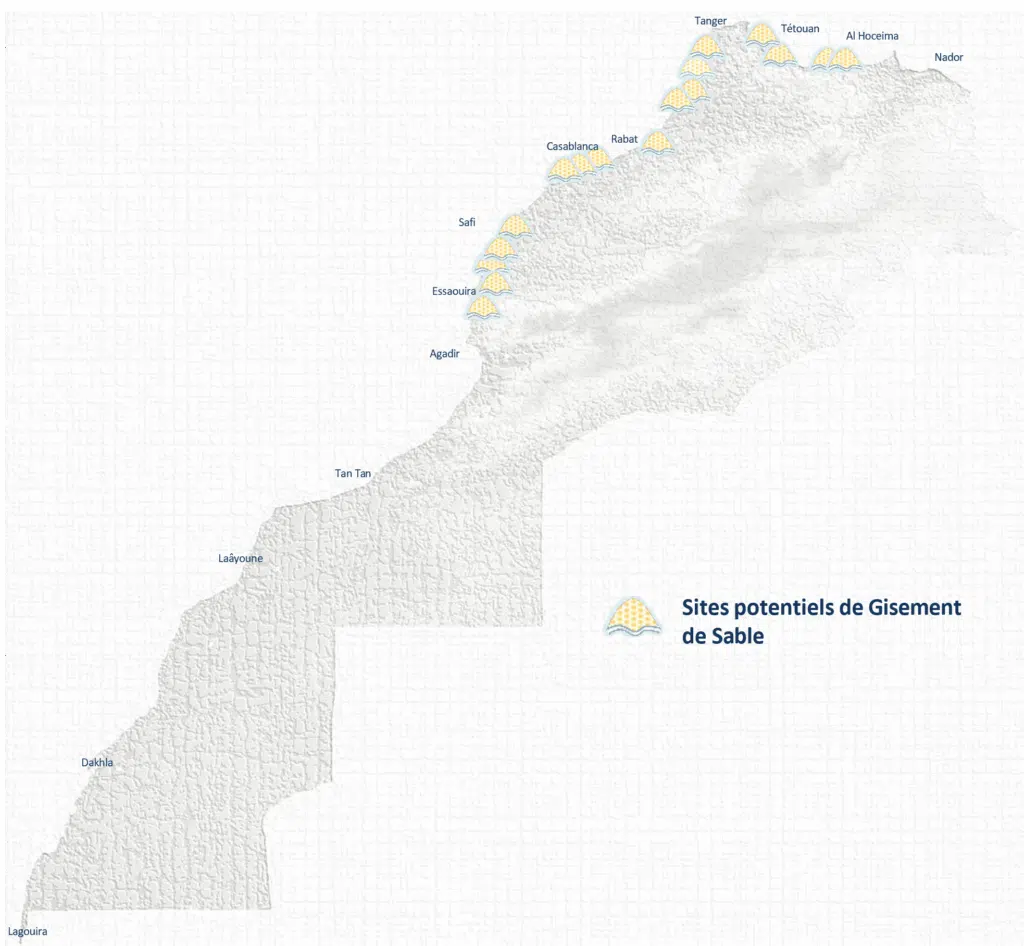 Mines. Voici ce qu'il faut savoir sur le potentiel minéral du littoral marocain les emplacements des gisements de sables pouvant être exploités durablement