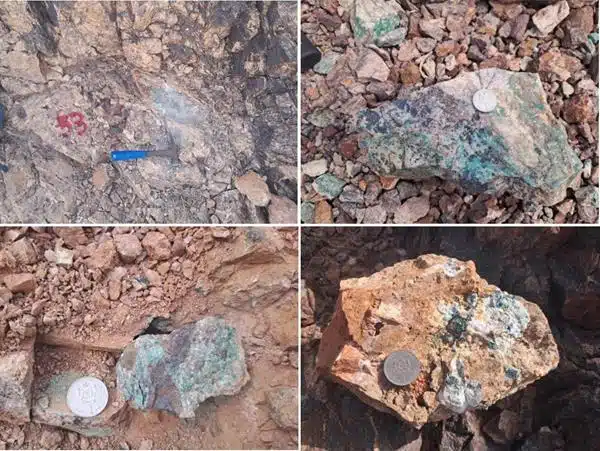 Morocco Strategic Minerals identifie un potentiel prometteur en cuivre sur le projet BMR échantillons d'exploration roche montrant du cuivre