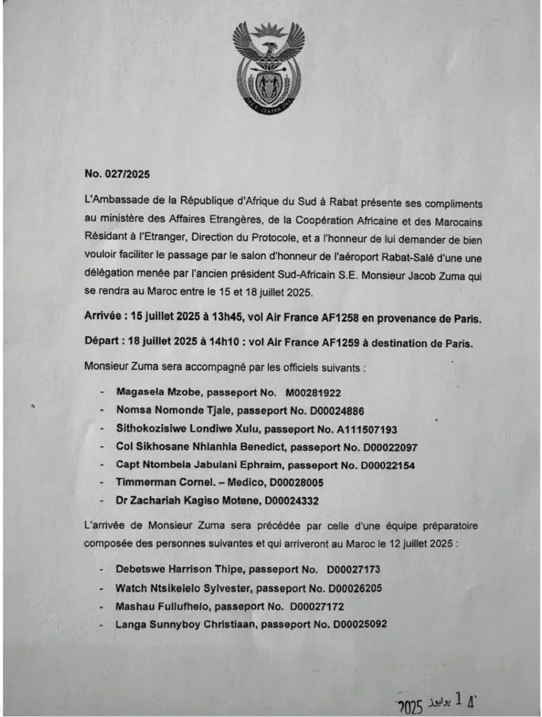 Révélation. La visite au Maroc de Jacob Zuma a été coordonnée avec l’ambassade d’Afrique du Sud à Rabat Révélation. La visite au Maroc de Jacob Zuma a été coordonnée avec l’ambassade d’Afrique du Sud à Rabat