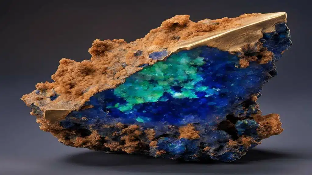 CMR avance sur le projet cuivre-argent Agadir Melloul au Maroc Roche brute avec présence visible de cuivre naturel.