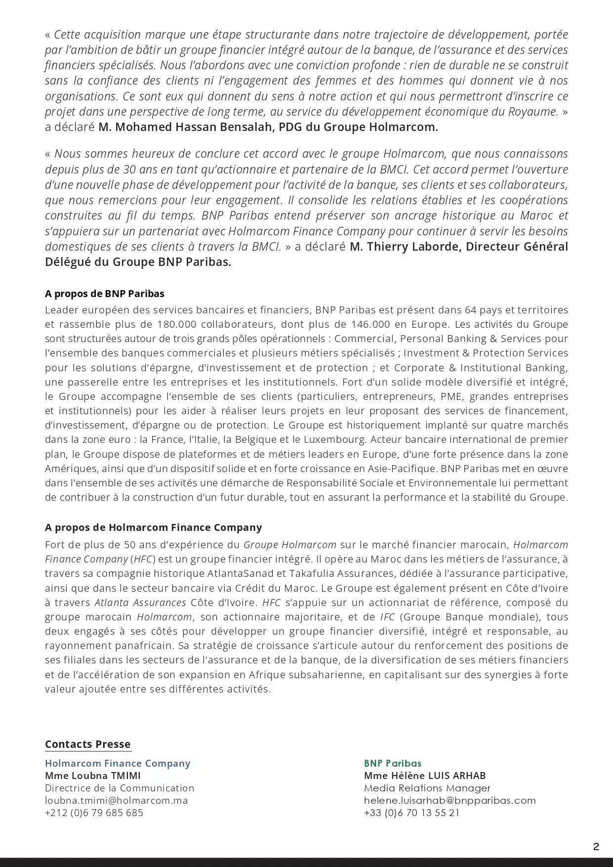 Officiel: Holmarcom prendra le contrôle de la BMCI et la fusionnera avec Crédit du Maroc Officiel: Holmarcom prendra le contrôle de la BMCI et la fusionnera avec Crédit du Maroc