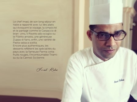 La cucina Italiana « IL MOSAICO » ouvrira ses portes le 23 Avril