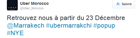 Uber dépose ses valises à Marrakech, ce 23 décembre à midi