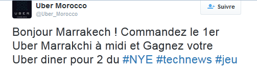 Uber dépose ses valises à Marrakech, ce 23 décembre à midi