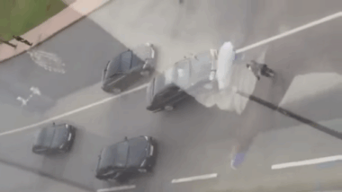 Deux vidéos: un homme qui tente d'arrêter le cortège royal