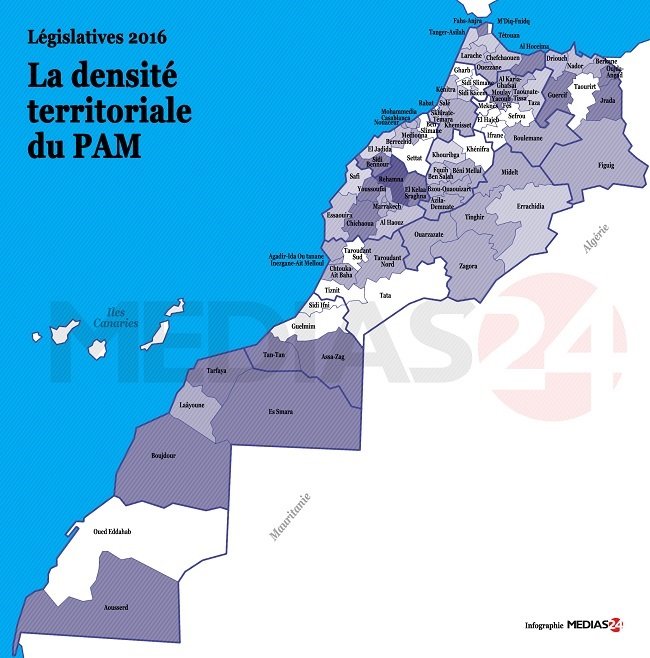 PJD/PAM: premières cartes de densité territoriale aux législatives