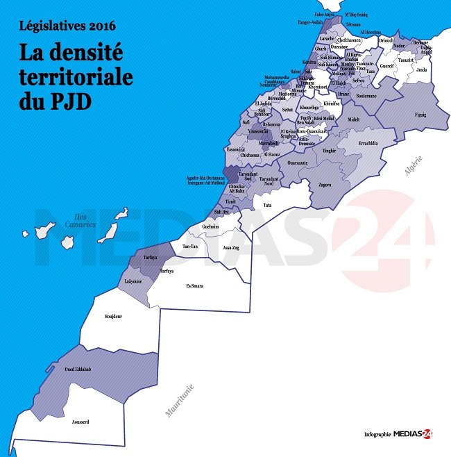PJD/PAM: premières cartes de densité territoriale aux législatives