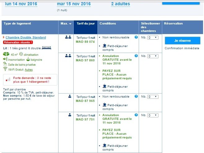 A Marrakech, c’est la ruée. Une chambre d’hôtel est affichée à 97.000 DH!