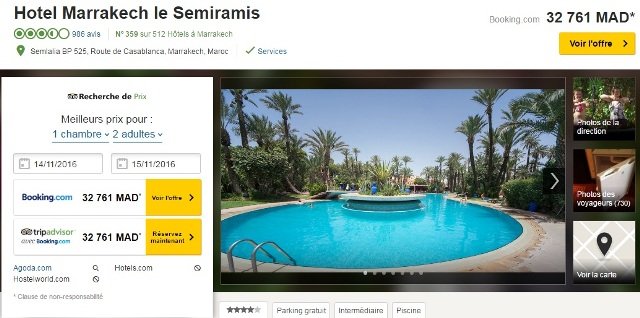 A Marrakech, c’est la ruée. Une chambre d’hôtel est affichée à 97.000 DH!