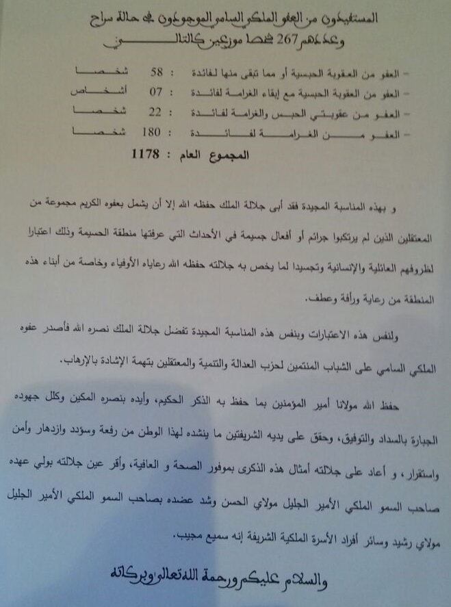 Grâce royale: plusieurs dizaines de détenus du hirak dont Silya et les jeunes du PJD (apologie du terrorisme)