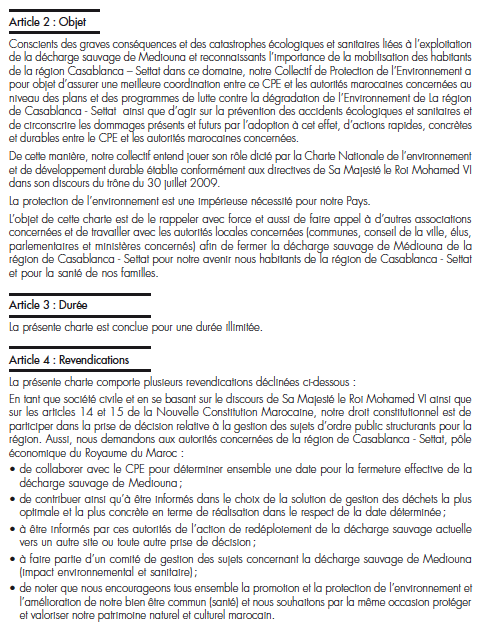 Une charte et une pétition légale pour la fermeture de la décharge de Médiouna