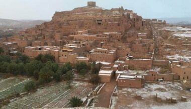 Ouarzazate: Il a neigé à kasbah Aït Ben Haddou
