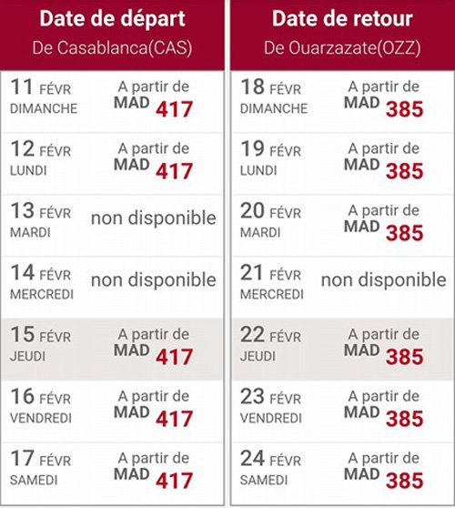 Des vols Casablanca-Ouarzazate à 400 DH dès le 11 février