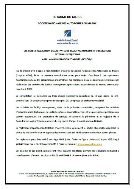 Autoroutes du Maroc va regrouper les contrats de ses prestations externalisées
