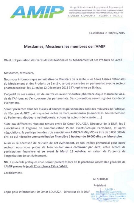Polémique au sujet du financement des assises du médicament