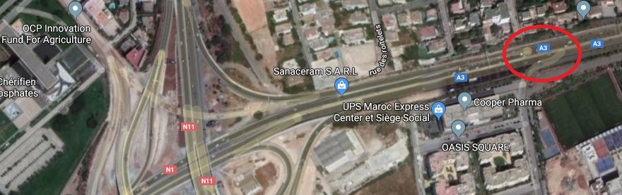 Un embranchement risqué au niveau de l'autoroute urbaine de Casablanca