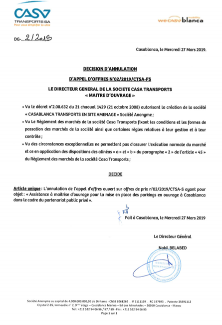 Parkings souterrains à Casablanca: Casa Transports annule l'appel d'offres