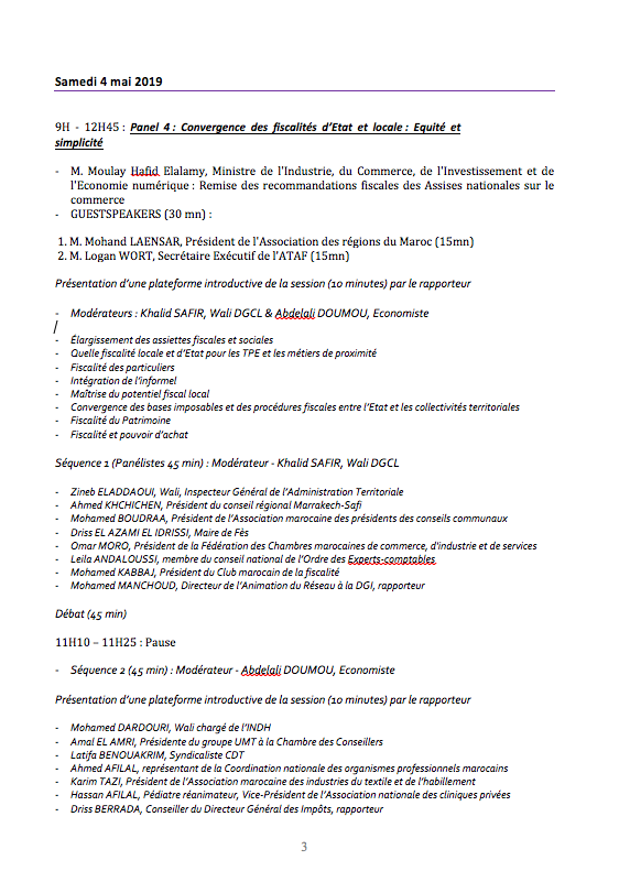 Le programme des Assises nationales sur la fiscalité