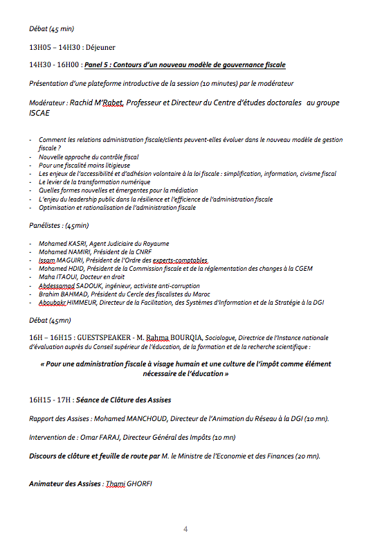 Le programme des Assises nationales sur la fiscalité
