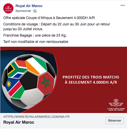 CAN 2019: la RAM détaille une de ses offres