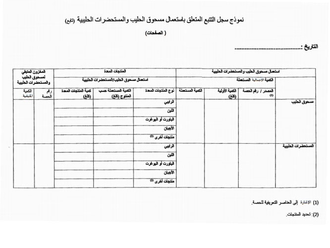 Le modèle du registre relatif à l’utilisation du lait en poudre publié au BO