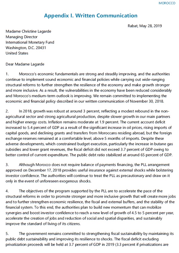 Document. Les engagements de Benchaaboun et de Jouahri vis-à-vis du FMI