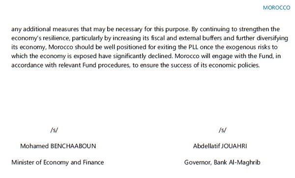 Document. Les engagements de Benchaaboun et de Jouahri vis-à-vis du FMI