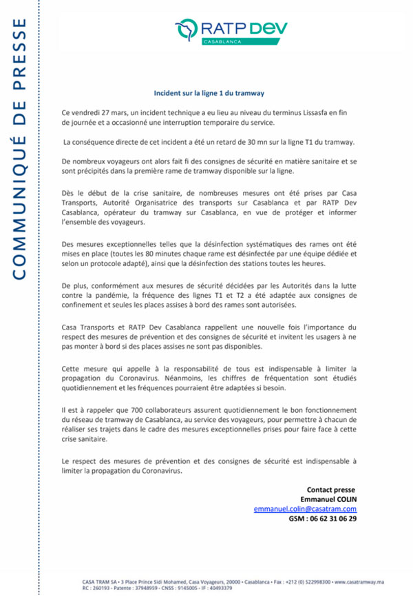 Tramway: les lignes seront renforcées en fin de journée après un incident