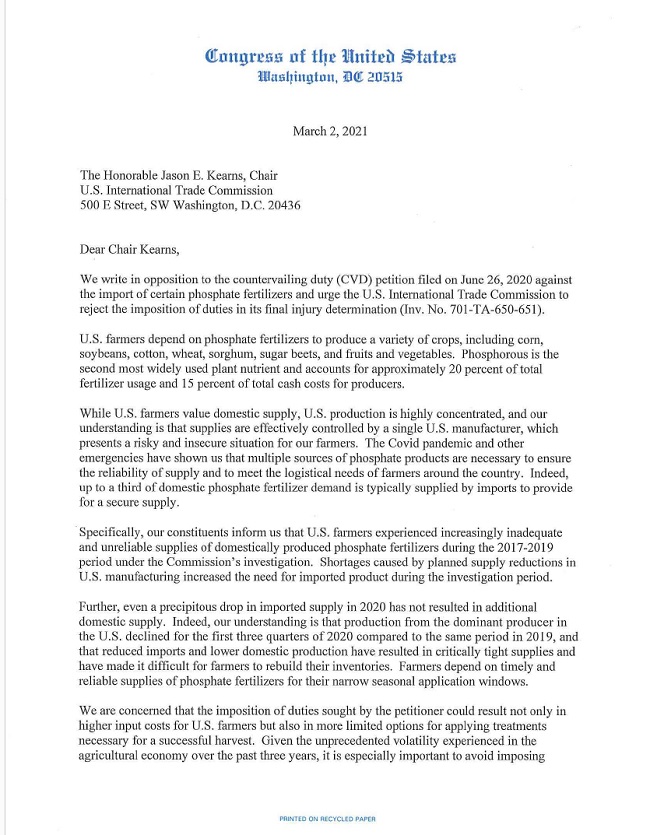 Affaire Mosaic : Des droits de 19,97% seront appliqués par les USA sur les engrais OCP