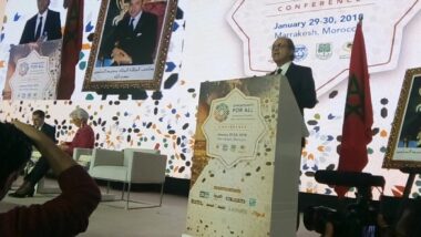 Séance plénière de la conférence FMI de haut niveau ''Opportunity for All'', avec la participation du chef de gouvernement Saadeddine El Othmani, et Christine Lagarde, directrice du FMI