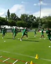 Galop d'entrainement de l'équipe nationale aujourd'hui à Genève en prévision de la rencontre Maroc Ukraine prévue demain