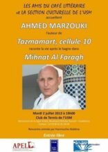 Ce mardi soir à partir de 19h, rencontre littéraire avec Ahmed Marzouki
