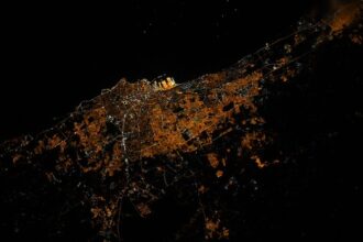 Image. Casablanca vue depuis la Station spatiale internationale