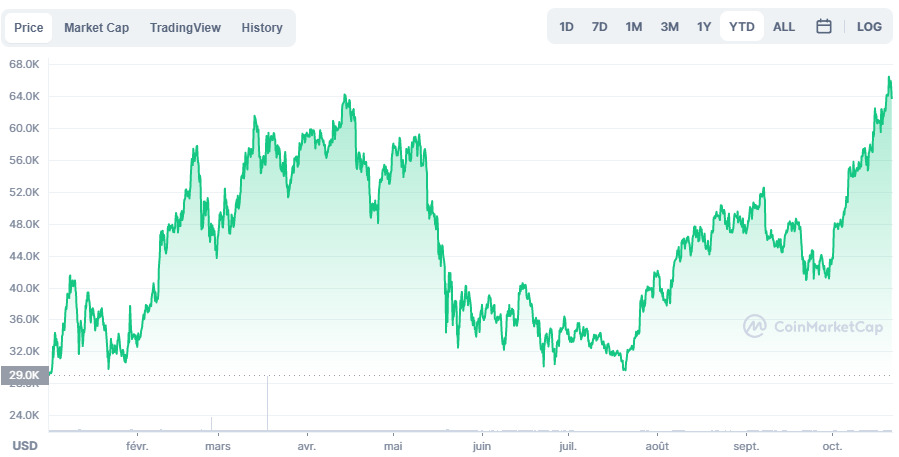 Bitcoin : Les raisons derrière le nouveau record atteint à 67.000 $
