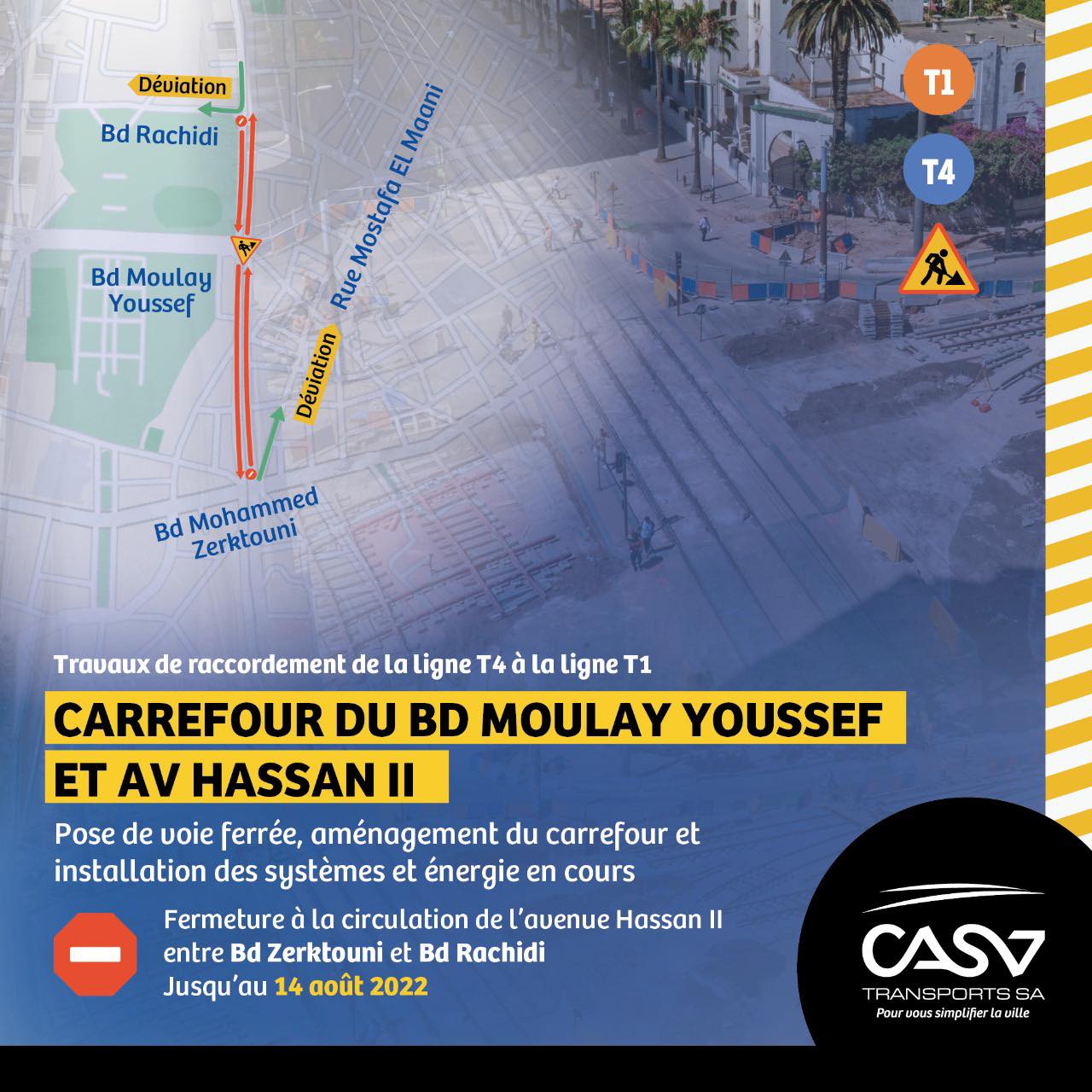 Casablanca : fermeture temporaire de la circulation entre les boulevards Zerktouni et Rachidi